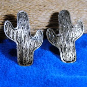 Silver Metal Cactus Earrings